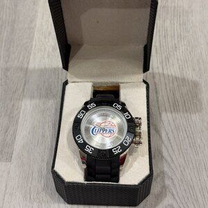 Los Angeles Clippers NBA Watch Black Silicone Band Game Time Quartz